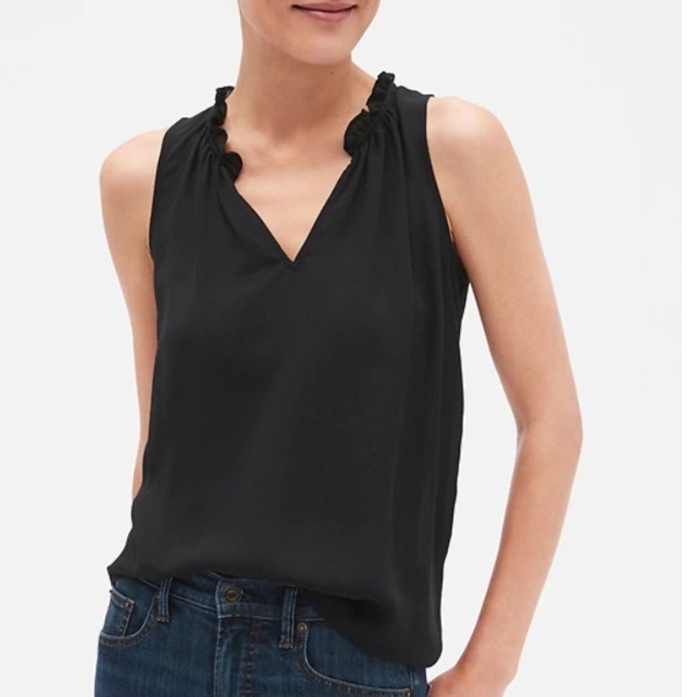 Breezy Light Ruffle Tank Top Black π - Picture 2 of 8
